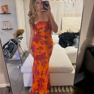 ASOS Vibrant Orange and Red Floral Maxi Dress